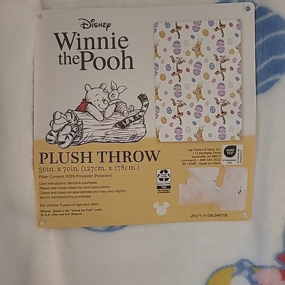 Disney 2025 Winnie The Pooh White Easter 50x70 Plush Blanket Cloud Throw New
